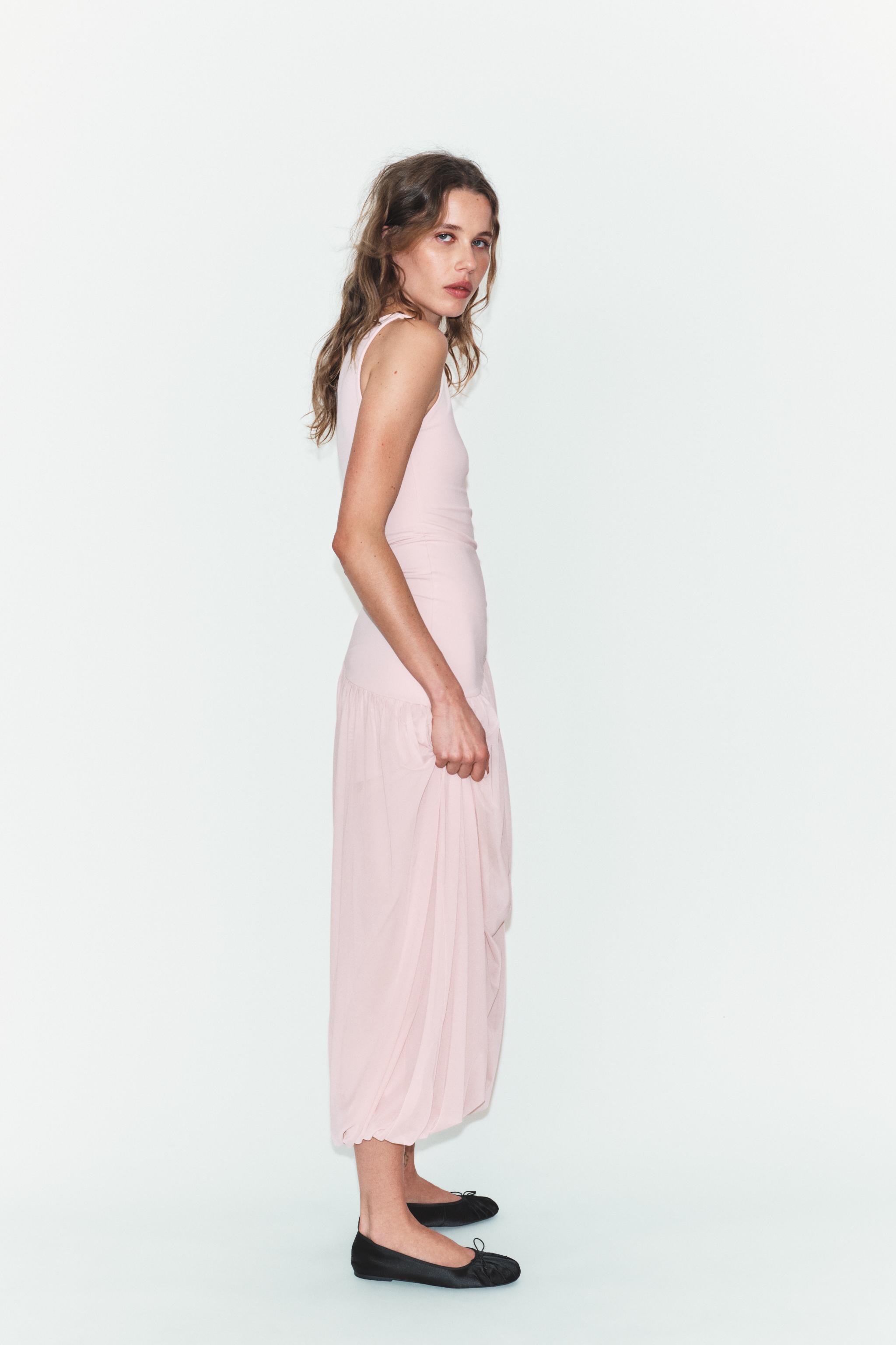 LONG COMBINATION TULLE DRESS
